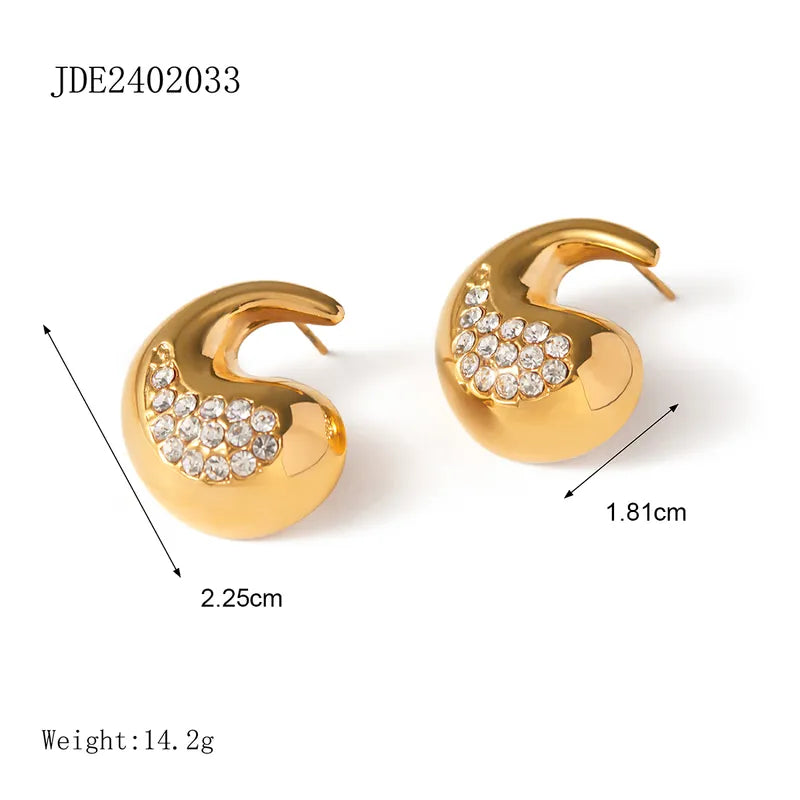 1 Pair Basic Heart Shape Plating 304 Stainless Steel 18K Gold Plated Ear Studs