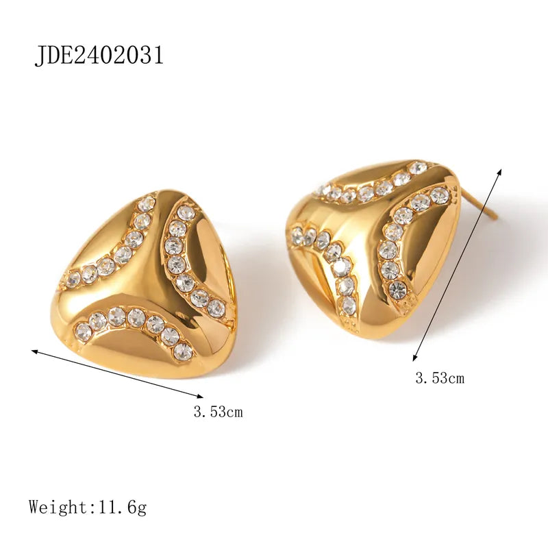 1 Pair Basic Heart Shape Plating 304 Stainless Steel 18K Gold Plated Ear Studs