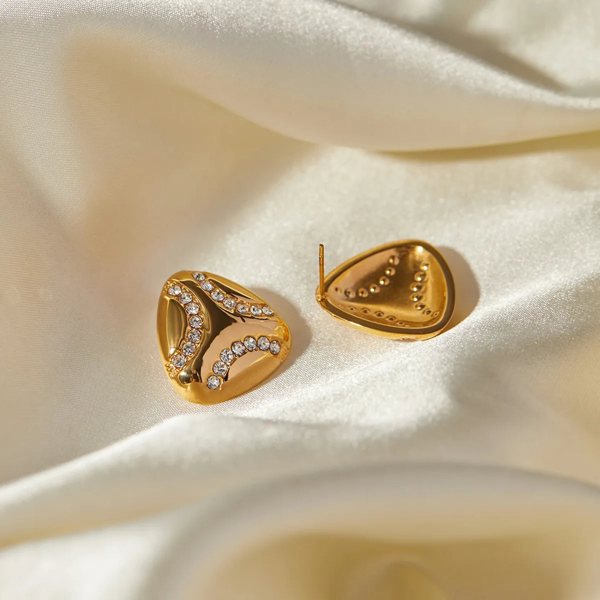 1 Pair Basic Heart Shape Plating 304 Stainless Steel 18K Gold Plated Ear Studs