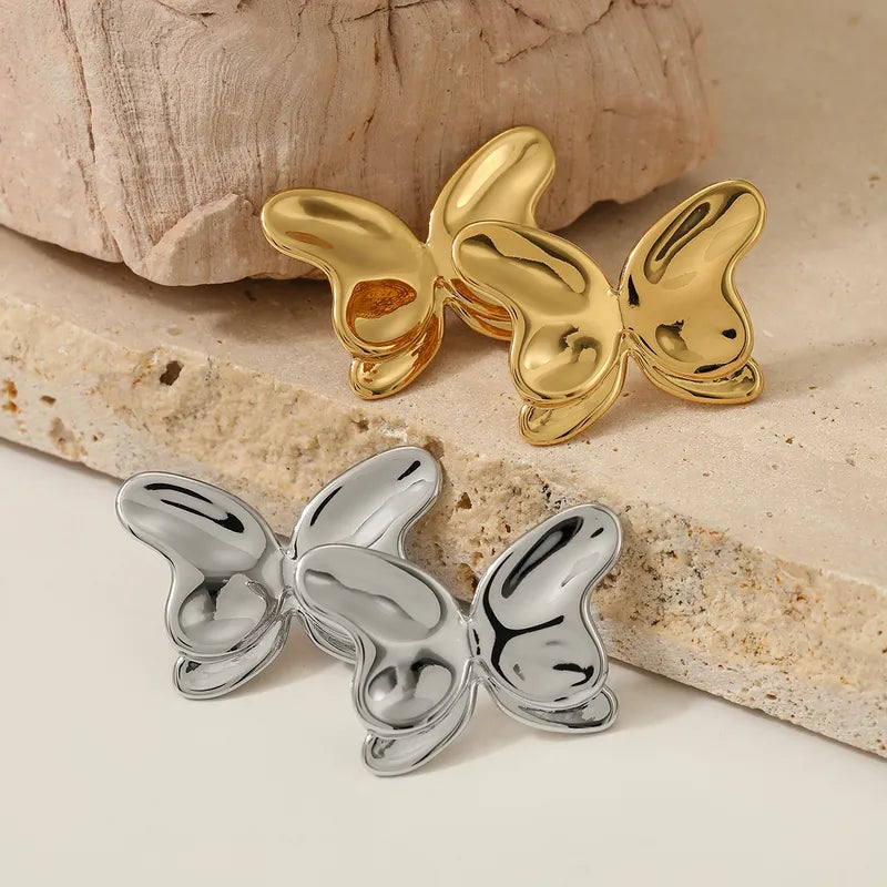 1 Pair Basic Modern Style Classic Style Butterfly 316 Stainless Steel No Inlaid 16K Gold Plated White Gold Plated Gold Plated Ear Studs