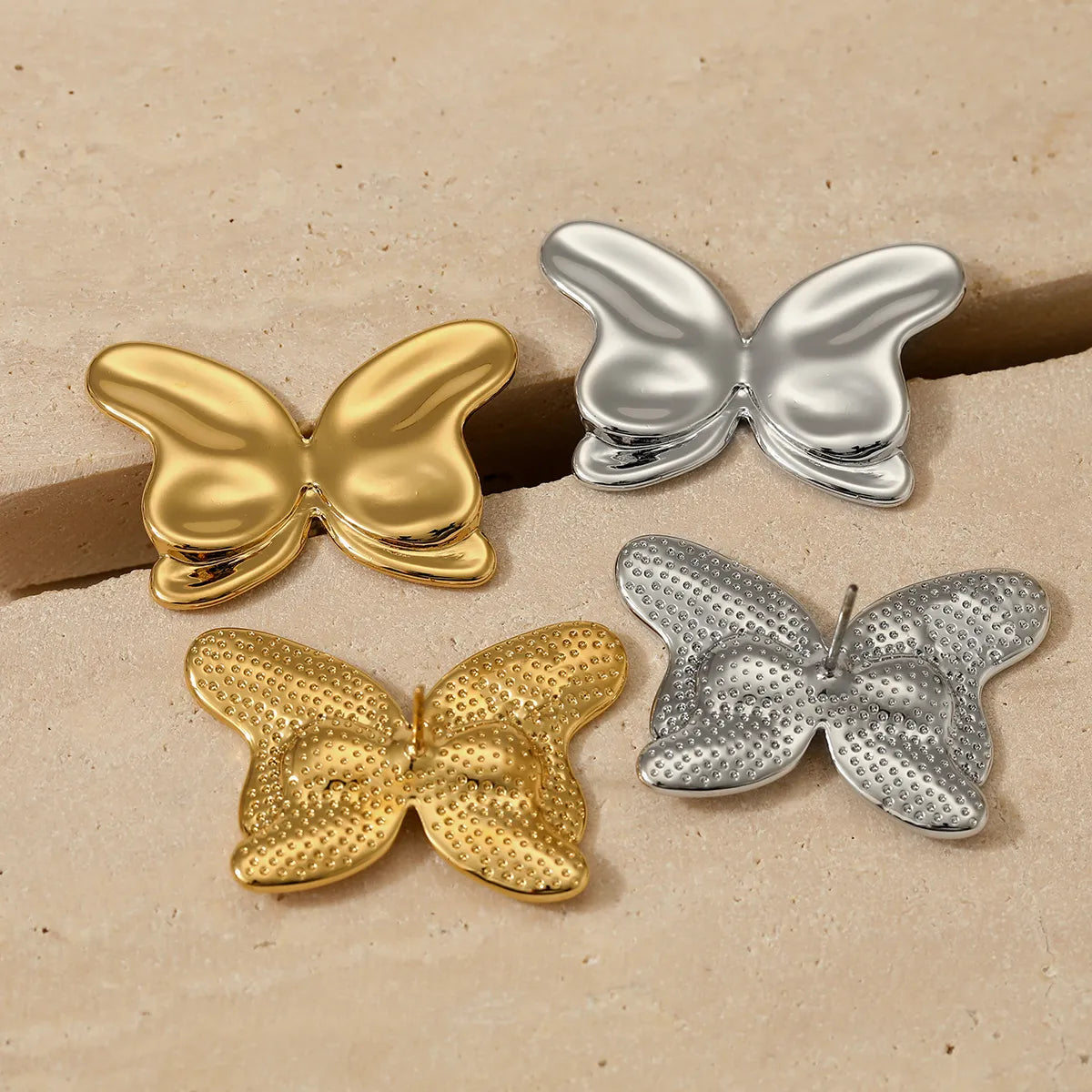 1 Pair Basic Modern Style Classic Style Butterfly 316 Stainless Steel No Inlaid 16K Gold Plated White Gold Plated Gold Plated Ear Studs