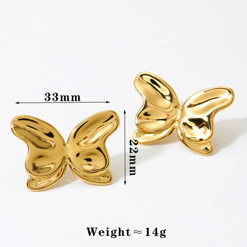 1 Pair Basic Modern Style Classic Style Butterfly 316 Stainless Steel No Inlaid 16K Gold Plated White Gold Plated Gold Plated Ear Studs