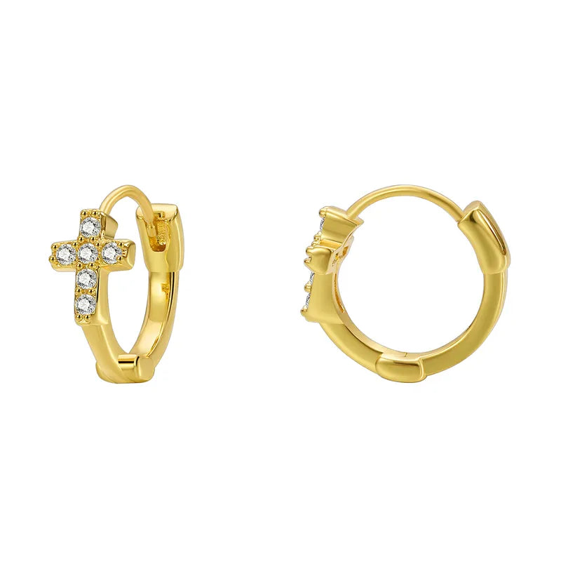 1 Pair Basic Modern Style Classic Style Circle Inlay Brass Zircon 18K Gold Plated Hoop Earrings