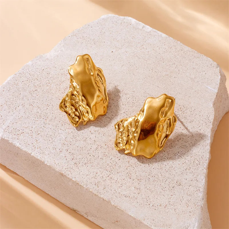 1 Pair Basic Modern Style Classic Style Geometric Solid Color Irregular 304 Stainless Steel 18K Gold Plated Ear Studs