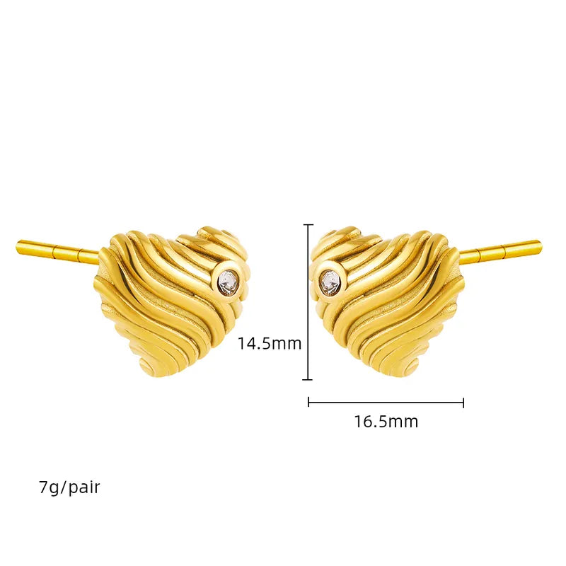 1 Pair Basic Modern Style Classic Style Heart Shape Inlay 304 Stainless Steel Zircon Ear Studs