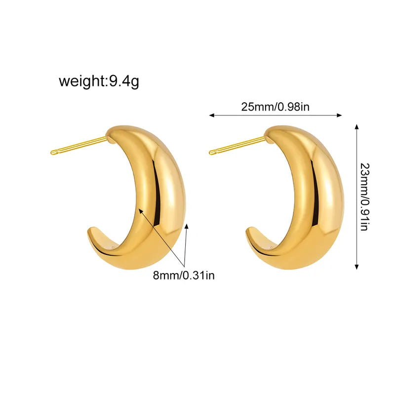 1 Pair Basic Modern Style Classic Style Moon Solid Color 304 Stainless Steel Ear Studs