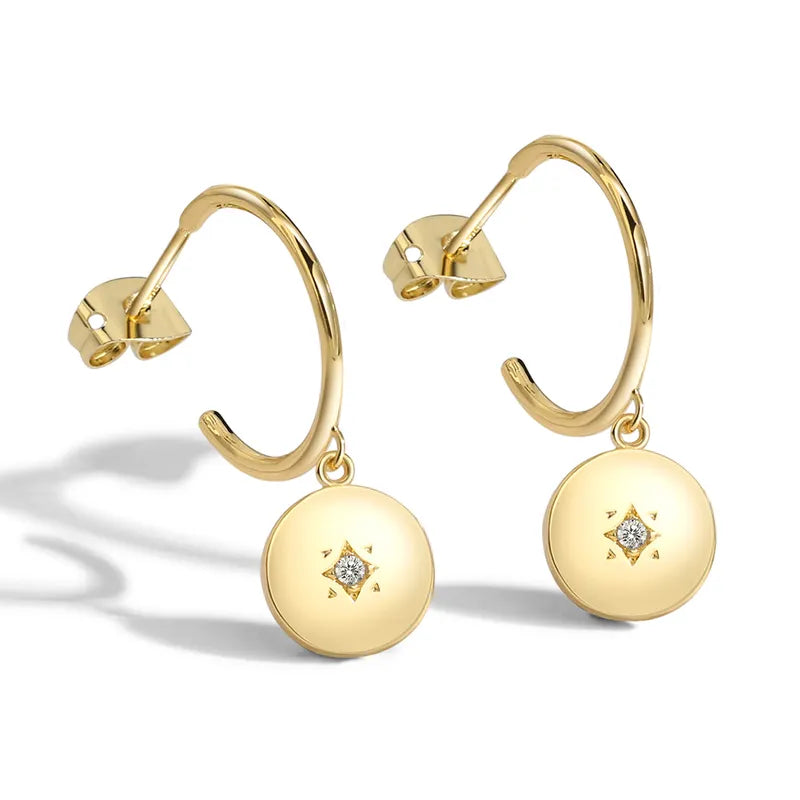 1 Pair Basic Modern Style Classic Style Round Sector Water Droplets Inlay Brass Zircon 18K Gold Plated Drop Earrings