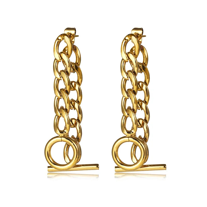 1 Pair Basic Modern Style Classic Style Solid Color Chain Plating 304 Stainless Steel 18K Gold Plated Drop Earrings