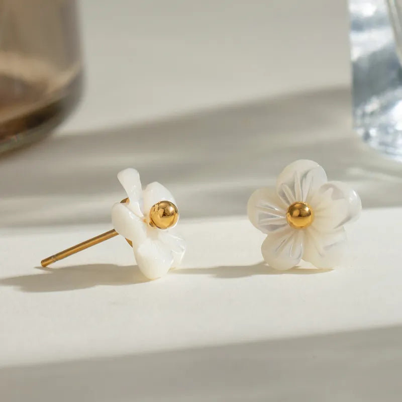 1 Pair Basic Simple Style Classic Style Flower 304 Stainless Steel Ear Studs