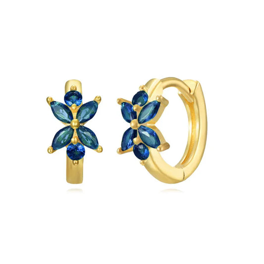 1 Pair Basic Simple Style Classic Style Geometric Flower Inlay Copper Zircon Hoop Earrings