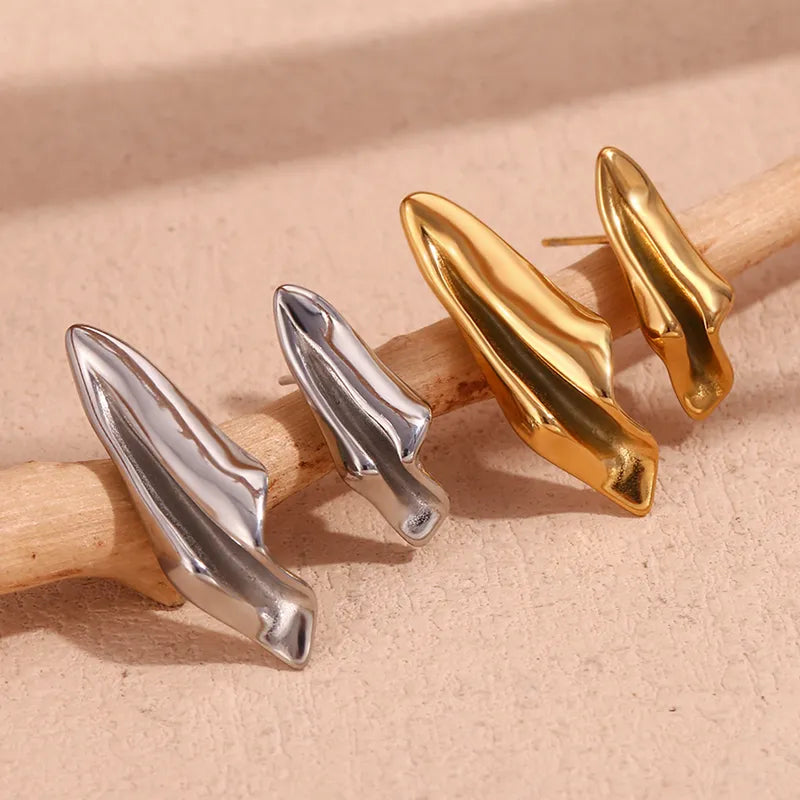 1 Pair Basic Simple Style Classic Style Geometric Solid Color Plating 316L Stainless Steel 18K Gold Plated Ear Studs