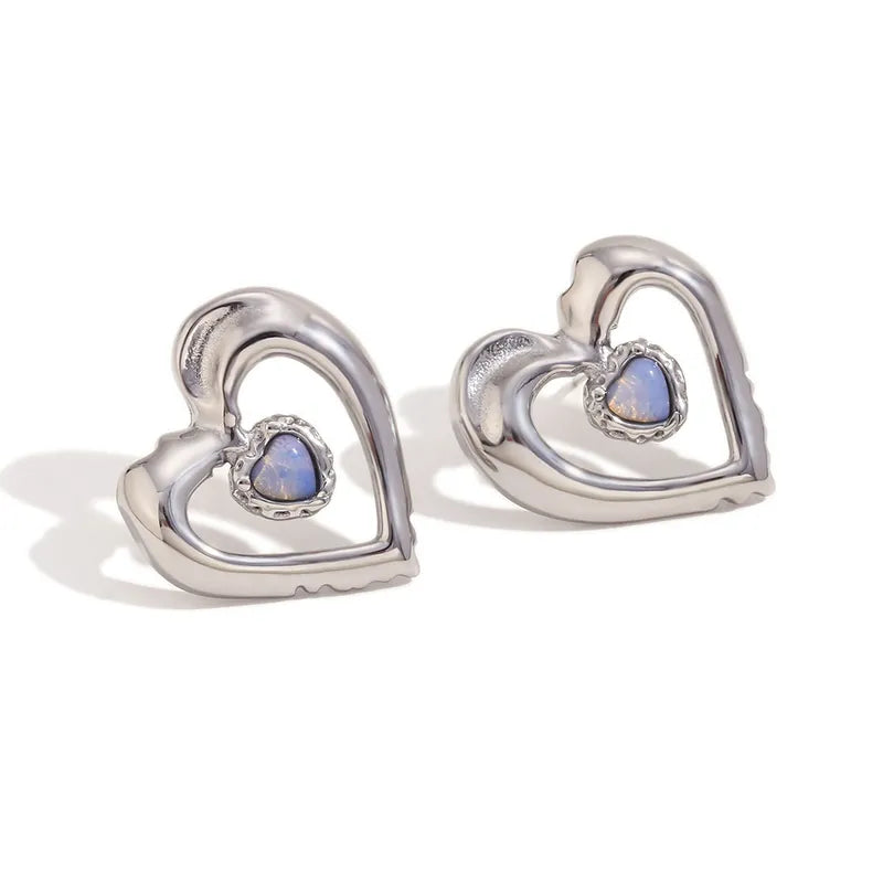 1 Pair Basic Simple Style Classic Style Heart Shape Plating 304 Stainless Steel 18K Gold Plated Ear Studs