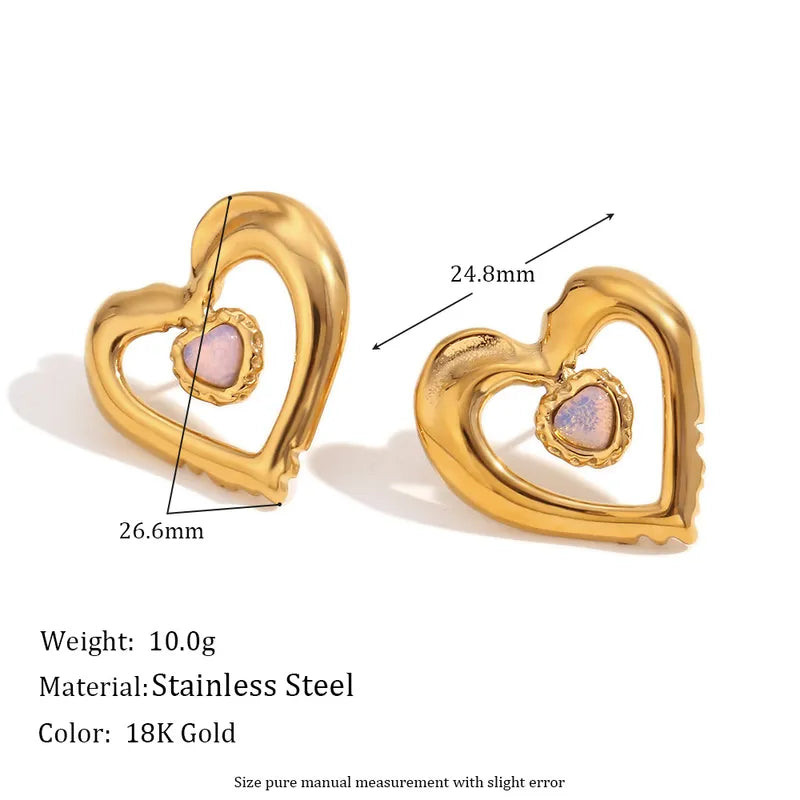 1 Pair Basic Simple Style Classic Style Heart Shape Plating 304 Stainless Steel 18K Gold Plated Ear Studs