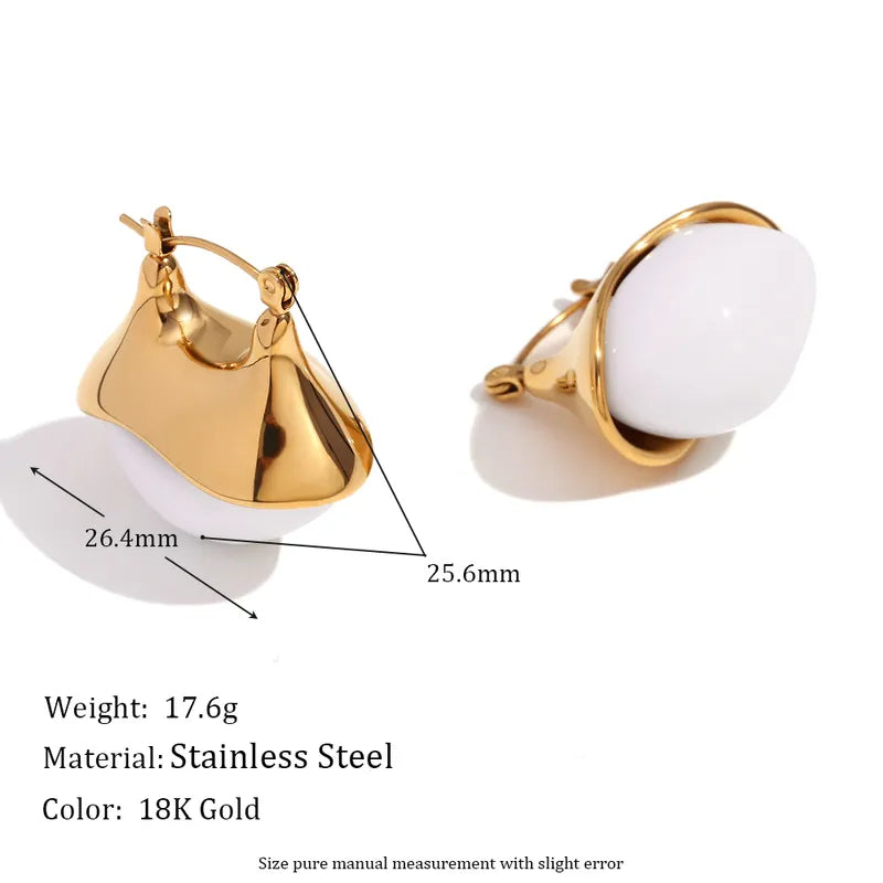 1 Pair Basic Simple Style Classic Style Irregular Oval Plating Inlay 304 Stainless Steel Acrylic 18K Gold Plated Drop Earrings