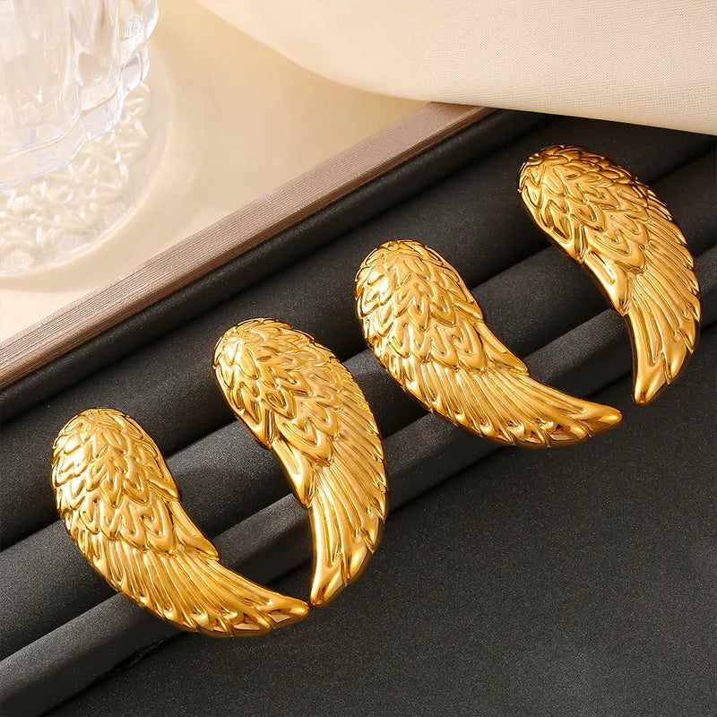 1 Pair Basic Simple Style Commute Wings Titanium Steel 18K Gold Plated Ear Studs