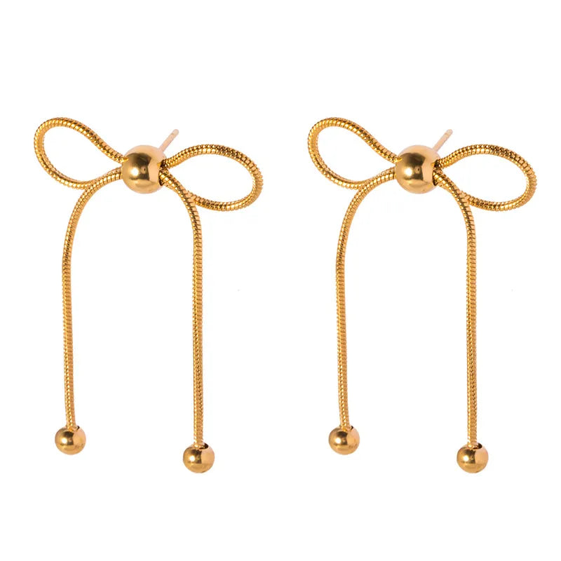 1 Pair Basic Sweet Commute Bow Knot Plating 304 Stainless Steel 18K Gold Plated Ear Studs