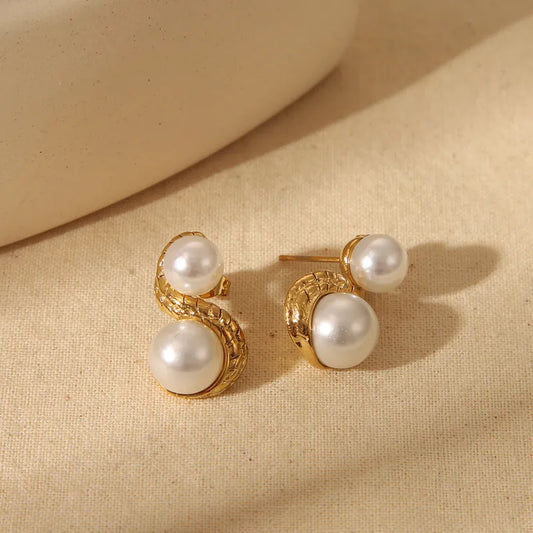 1 Pair Basic Sweet Geometric Heart Shape 304 Stainless Steel Imitation Pearl Zircon 18K Gold Plated Ear Studs