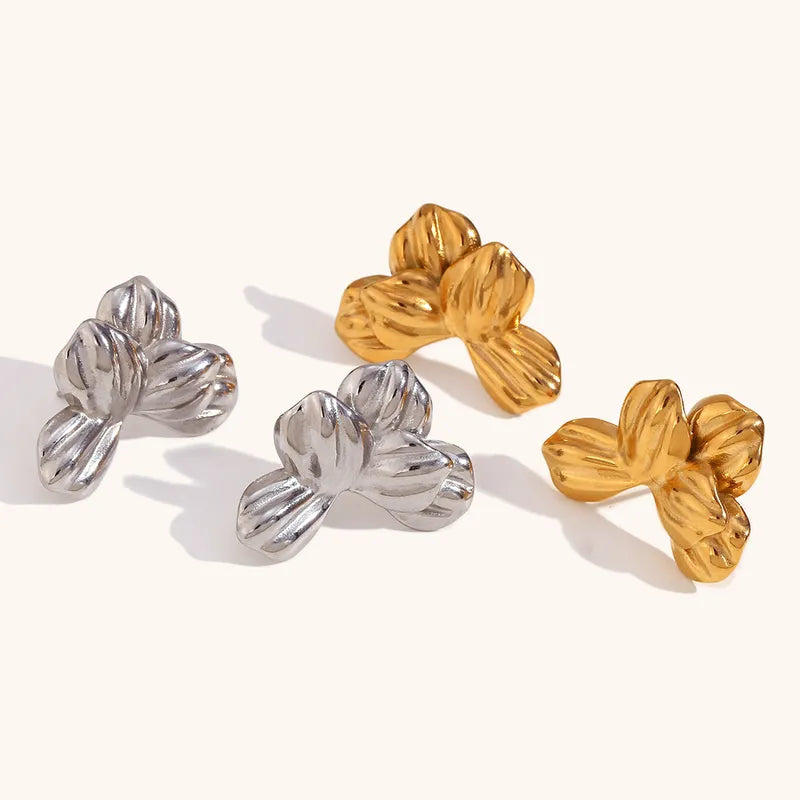 1 Pair Basic Vintage Style Commute Flower Plating 304 Stainless Steel 18K Gold Plated Ear Studs