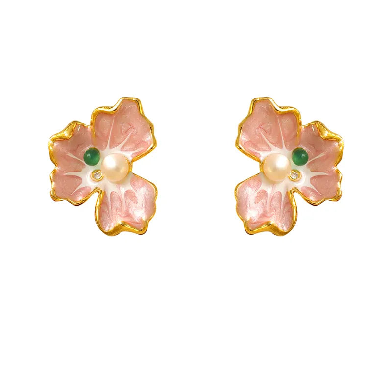 1 Pair Beach Simple Style Flower-de-luce Polishing Plating Inlay Copper Zircon 18K Gold Plated Ear Studs