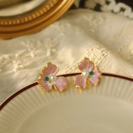 1 Pair Beach Simple Style Flower-de-luce Polishing Plating Inlay Copper Zircon 18K Gold Plated Ear Studs