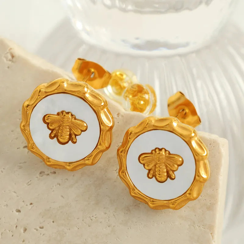 1 Pair Cartoon Style Sweet Plating 304 Stainless Steel 18K Gold Plated Ear Studs