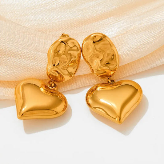 1 Pair Casual Artistic Heart Shape 304 Stainless Steel 16K Gold Plated White Gold Plated Gold Plated Drop Earrings