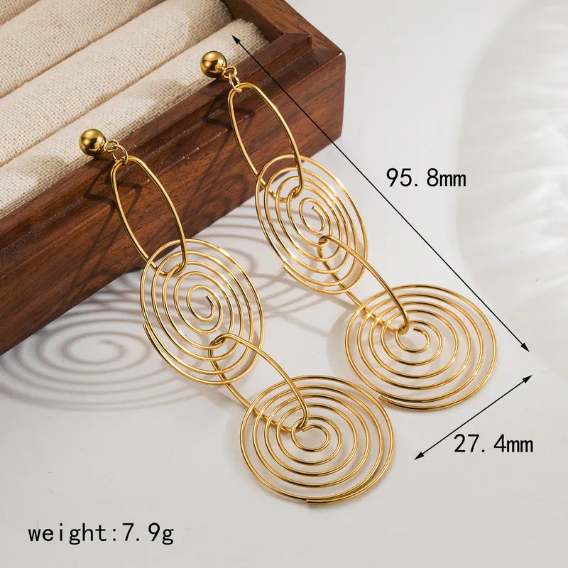 Classic Style Irregular Flower Plating 304 Stainless Steel 18K Gold Plated Drop Earrings