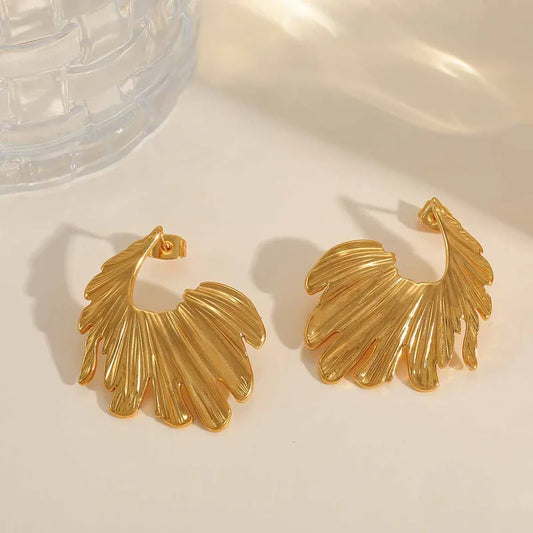 1 Pair Casual Classic Style Irregular Leaves Plating 304 Stainless Steel 18K Gold Plated Ear Studs