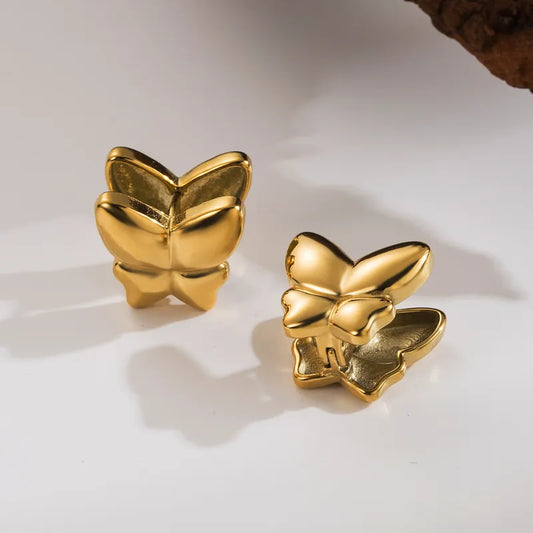 1 Pair Casual Commute Flower Butterfly Hollow Out 304 Stainless Steel 14K Gold Plated Ear Cuffs