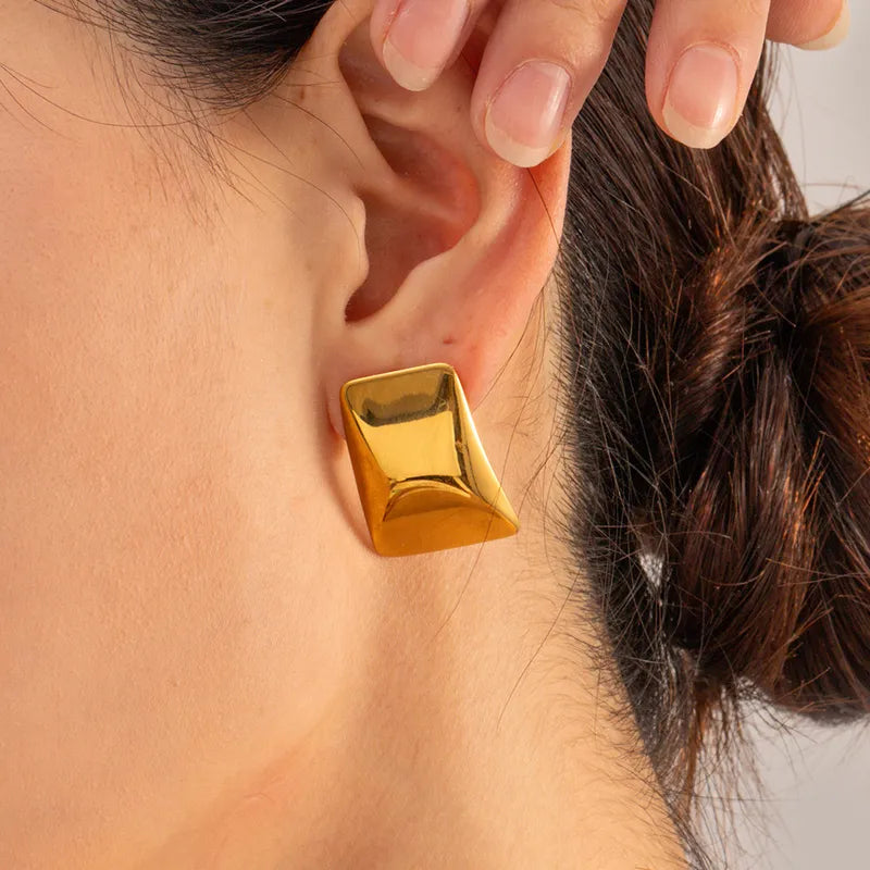 1 Pair Casual Commute Geometric 304 Stainless Steel 18K Gold Plated Ear Studs