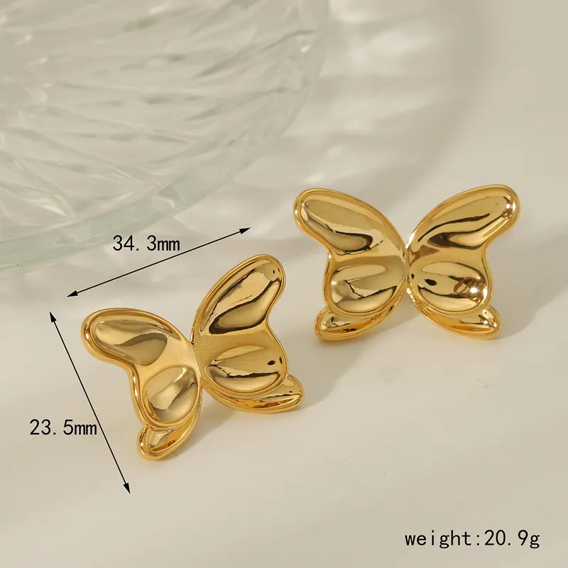 1 Pair Casual Commute Solid Color Butterfly Copper 18K Gold Plated Ear Studs