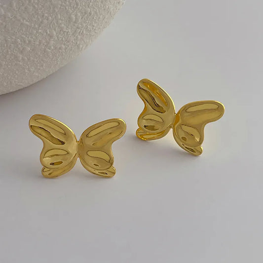 1 Pair Casual Commute Solid Color Butterfly Copper 18K Gold Plated Ear Studs