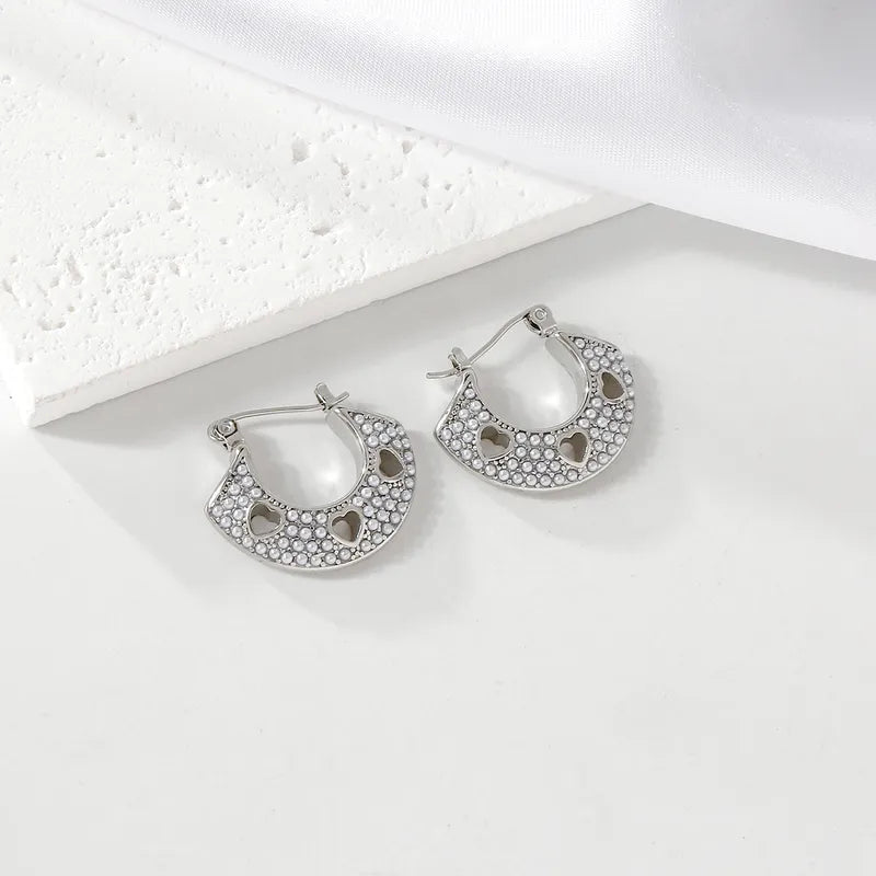 1 Pair Casual Elegant Commute U Shape Heart Shape 304 Stainless Steel 18K Gold Plated Earrings