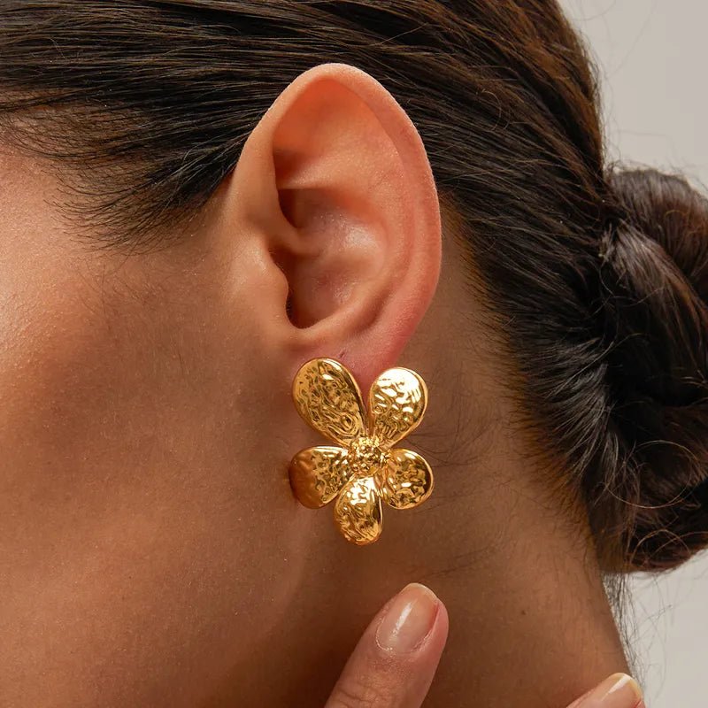 1 Pair Casual Elegant Flower 316 Stainless Steel 18K Gold Plated Ear Studs