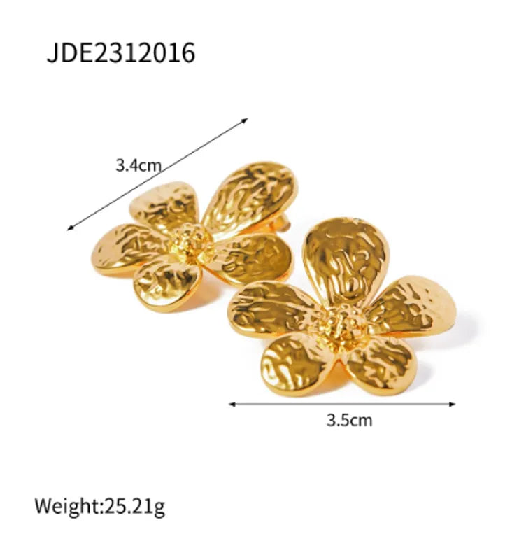 1 Pair Casual Elegant Flower 316 Stainless Steel 18K Gold Plated Ear Studs