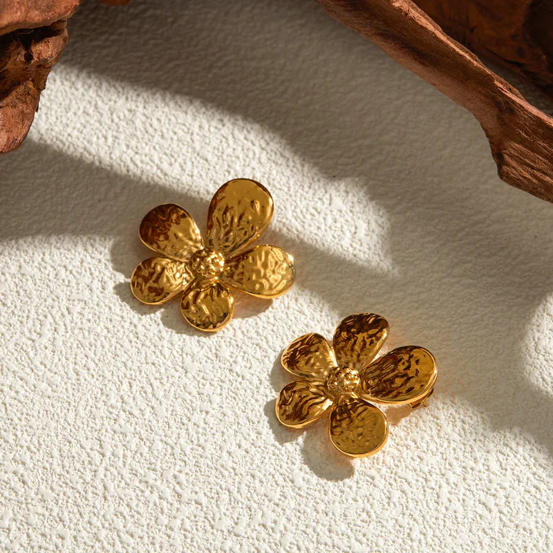 1 Pair Casual Elegant Flower 316 Stainless Steel 18K Gold Plated Ear Studs