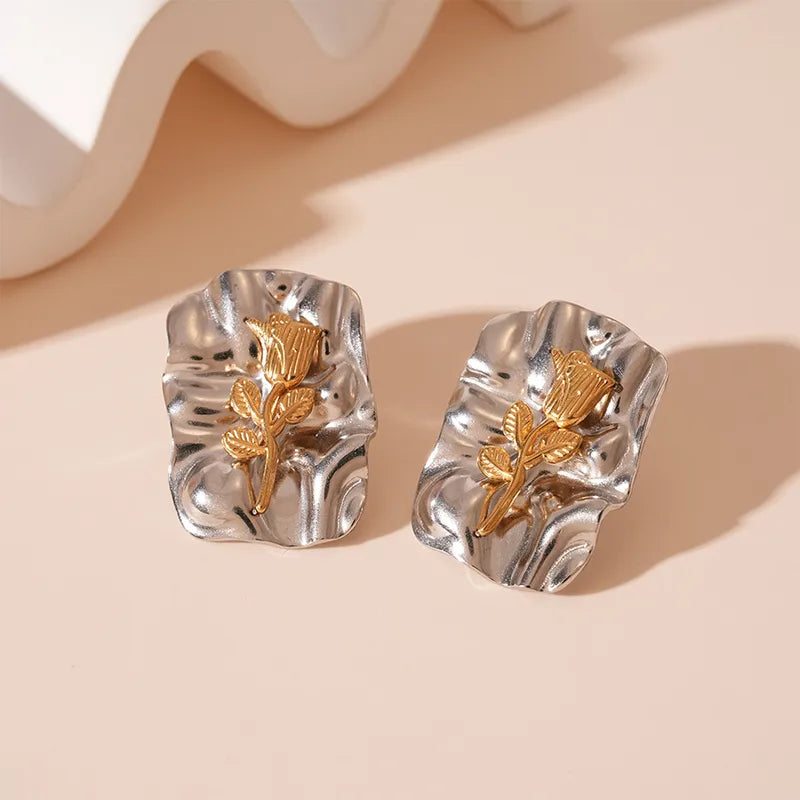 1 Pair Casual Elegant Lady Geometric Plating Titanium Steel Ear Studs