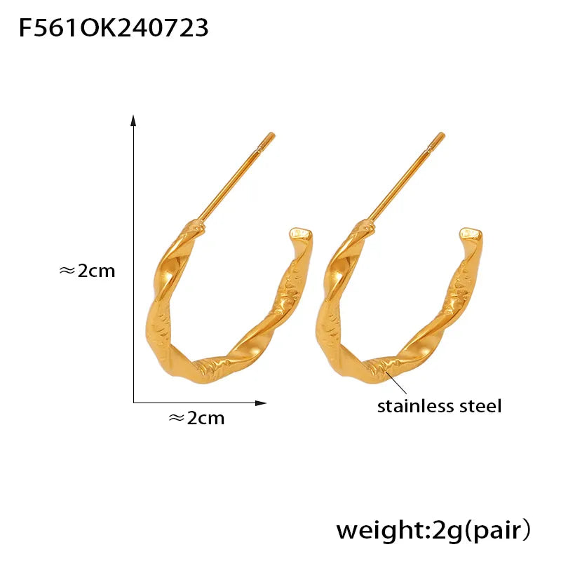 1 Pair Casual Elegant Modern Style C Shape Plating 304 Stainless Steel 18K Gold Plated Ear Studs