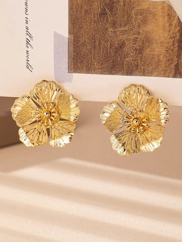 1 Pair Casual Elegant Simple Style Flower Iron Ear Studs