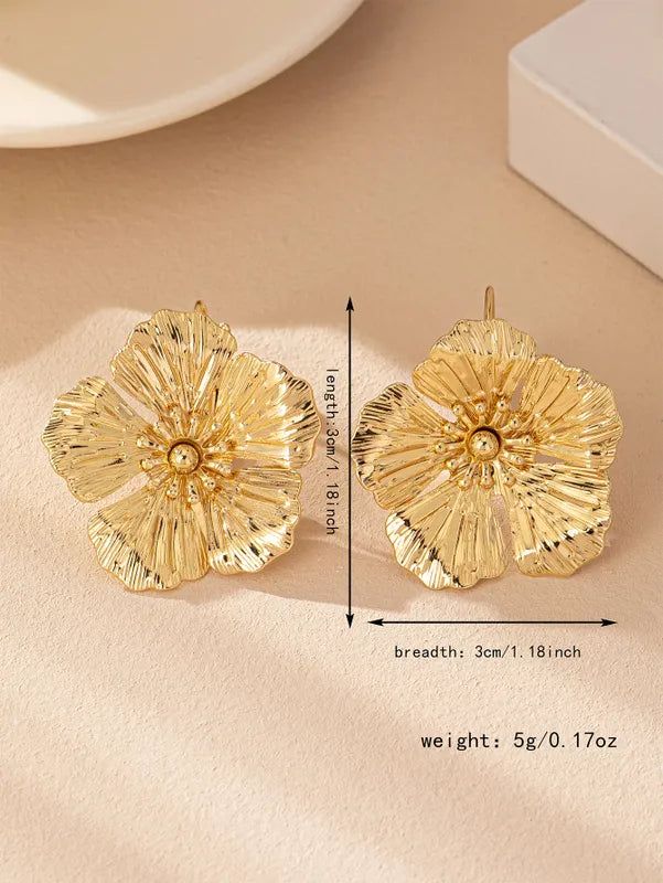 1 Pair Casual Elegant Simple Style Flower Iron Ear Studs