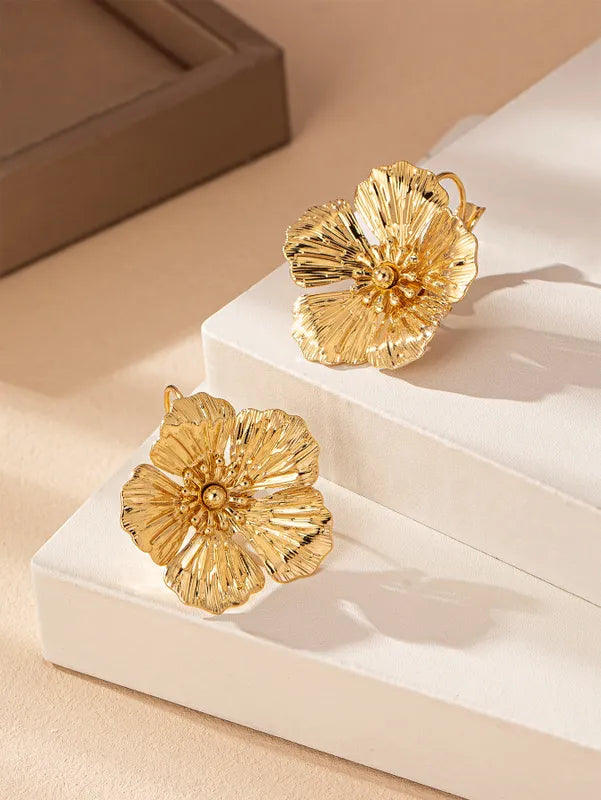 1 Pair Casual Elegant Simple Style Flower Iron Ear Studs