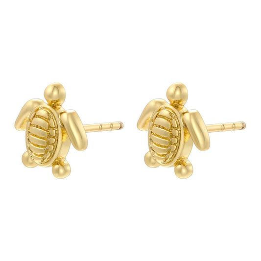 Elegant Simple Style Tortoise Butterfly Inlay Copper Zircon 18K Gold Plated Ear Studs