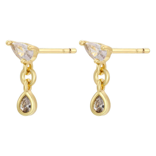 Elegant Simple Style Tortoise Butterfly Inlay Copper Zircon 18K Gold Plated Ear Studs