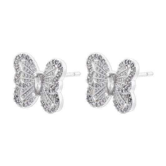 Elegant Simple Style Tortoise Butterfly Inlay Copper Zircon 18K Gold Plated Ear Studs