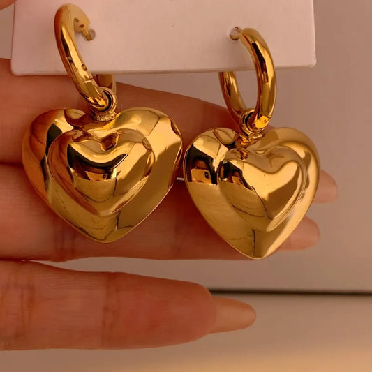 1 Pair Casual Heart Shape 304 Stainless Steel 14K Gold Plated White Gold Plated Gold Plated Drop Earrings