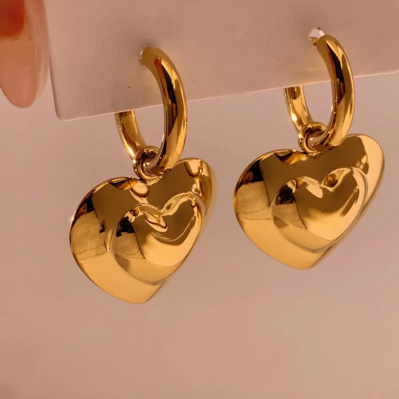 1 Pair Casual Heart Shape 304 Stainless Steel 14K Gold Plated White Gold Plated Gold Plated Drop Earrings