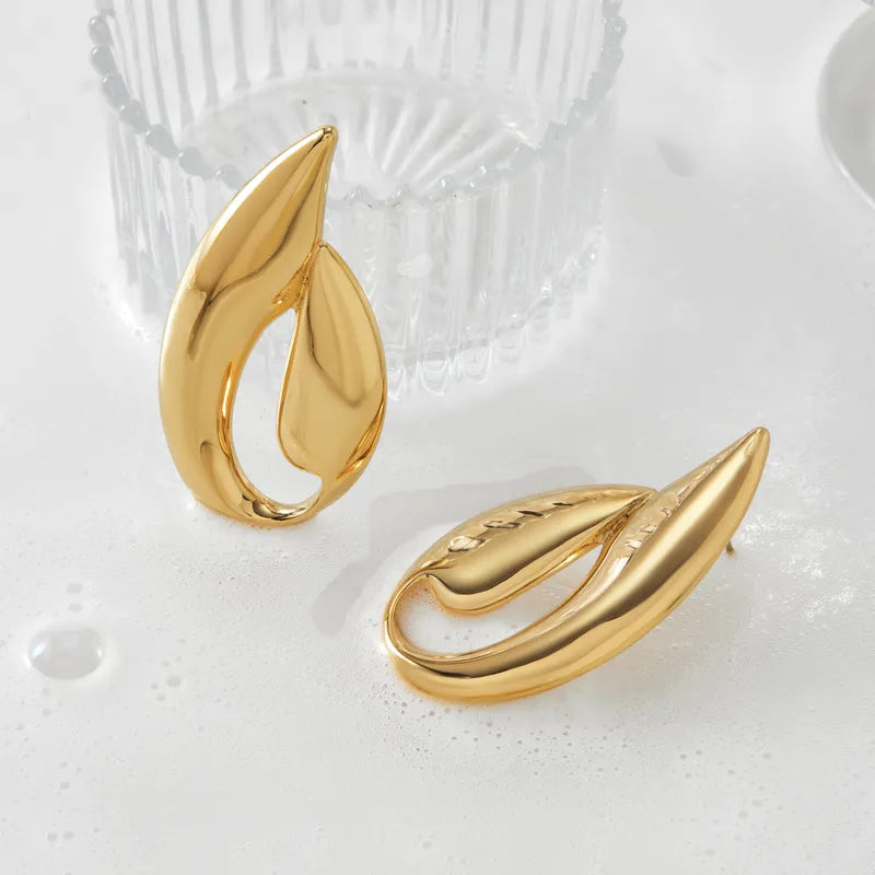 1 Pair Casual Modern Style Artistic Water Droplets 304 Stainless Steel 16K Gold Plated White Gold Plated Gold Plated Ear Studs