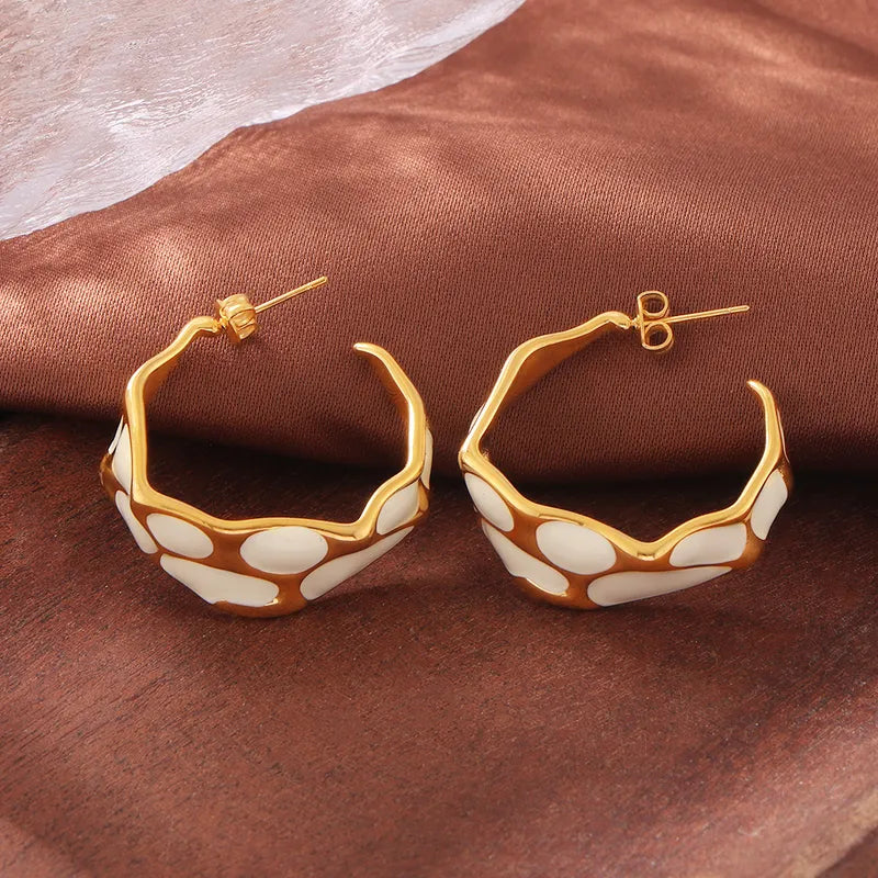 1 Pair Casual Modern Style Commute C Shape Epoxy Plating Titanium Steel 18K Gold Plated Ear Studs