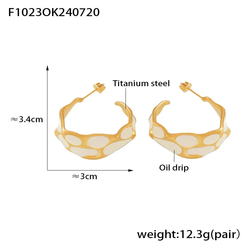 1 Pair Casual Modern Style Commute C Shape Epoxy Plating Titanium Steel 18K Gold Plated Ear Studs