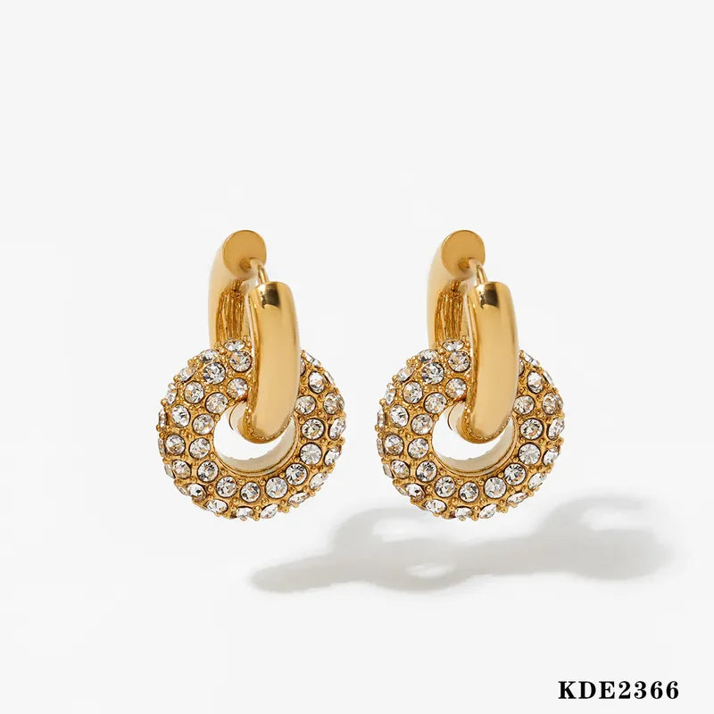 1 Pair Casual Modern Style Round Plating 304 Stainless Steel 16K Gold Plated White Gold Plated Gold Plated Drop Earrings